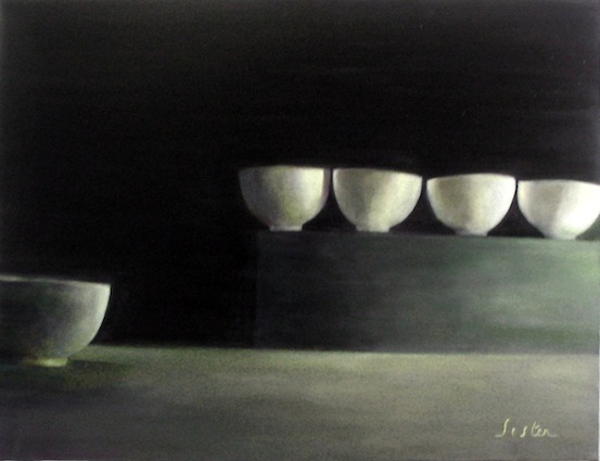 Cinq bols - acrylique, 65x80 cm