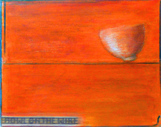 Bowl on the wire - acrylique et pastel, 24x30 cm
